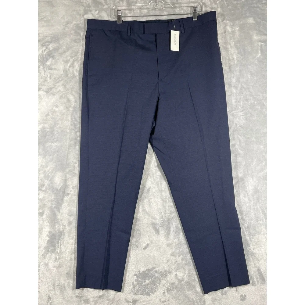 Banana Republic Marzotto Performance Wool Tapered Fit Dress Pants 38x30 Navy NEW - Picture 1 of 13
